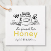 She found her Honey Hand-drawn White Bridal Shower フェイバータグ (正面)