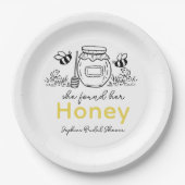 She found her Honey Hand-drawn White Bridal Shower ペーパープレート (正面)