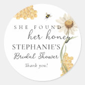 She Found Her Honey Personalized Bridal Shower ラウンドシール (正面)