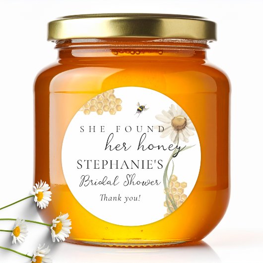 She Found Her Honey Personalized Bridal Shower ラウンドシール