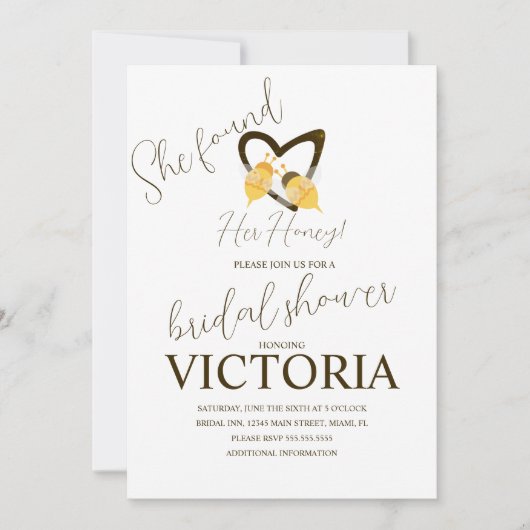 She found her honey Yellow Bees  Bridal Shower  招待状 (正面)