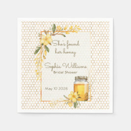 She Found Her Honey Yellow Floral Bridal Shower スタンダードカクテルナプキン