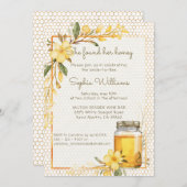 She Found Her Honey Yellow Floral Bridal Shower 招待状 (正面/裏面)