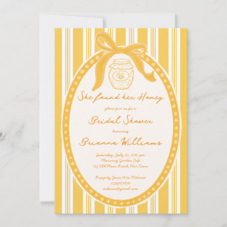 She found her honey yellow stripes bridal shower 招待状