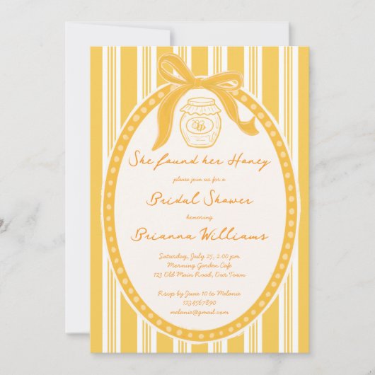 She found her honey yellow stripes bridal shower 招待状 (正面)