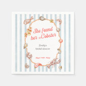 She Found Her Lobster Coastal Bridal Shower スタンダードカクテルナプキン (正面)