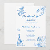 She Found Her Lobster Coastal Bridal Shower 招待状 (正面/裏面)
