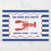 She Found Her Lobster Nautical Bridal Shower スパークリングワインラベル (シングルラベル)