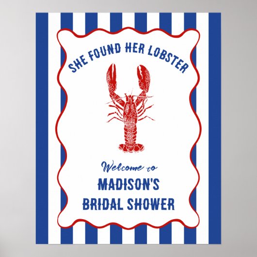 She Found Her Lobster Nautical Bridal Shower ポスター (正面)