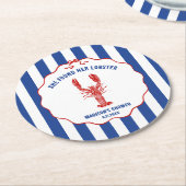 She Found Her Lobster Nautical Bridal Shower ラウンドペーパーコースター (アングル)