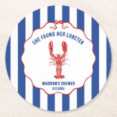 She Found Her Lobster Nautical Bridal Shower ラウンドペーパーコースター (正面)
