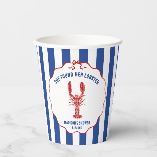 She Found Her Lobster Nautical Bridal Shower 紙コップ (正面)