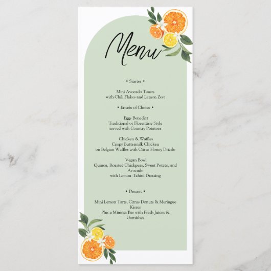 She Found Her Main Bridal Shower Citrus Lemon  メニュー (正面)