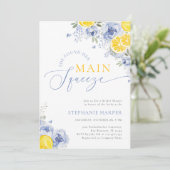 She Found Her Main Squeeze Blue Bridal Shower 招待状 (スタンド正面)