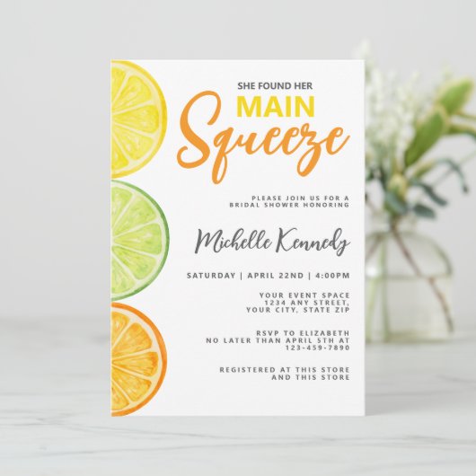 She Found Her Main Squeeze Bridal Shower  招待状 (スタンド正面)