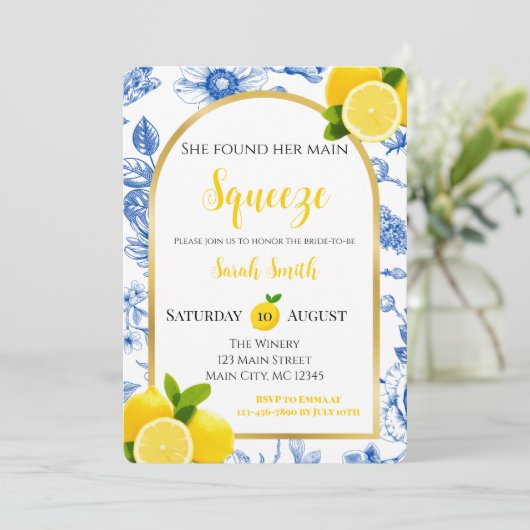 She Found Her Main Squeeze Bridal Shower 招待状 (スタンド正面)