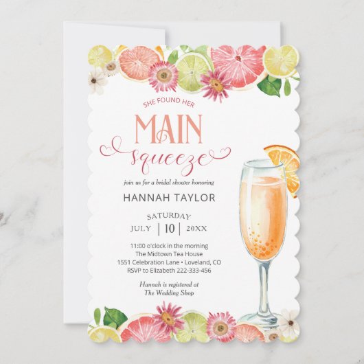 She Found Her Main Squeeze Bridal Shower 招待状 (正面)
