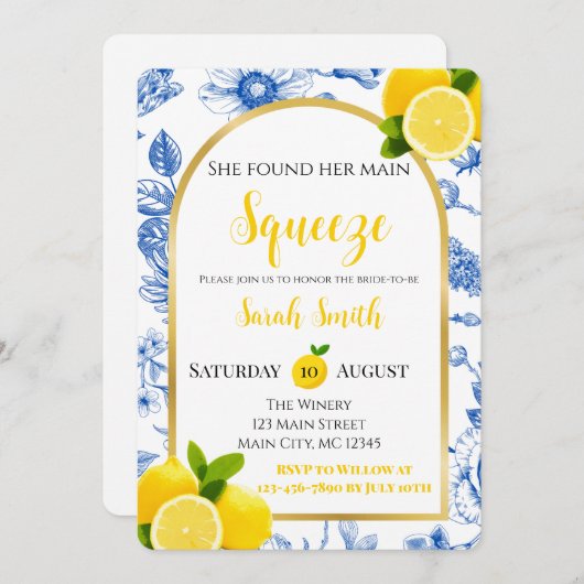 She Found Her Main Squeeze Bridal Shower Invitatio 招待状 (正面/裏面)