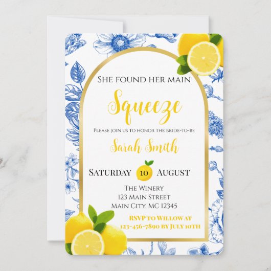She Found Her Main Squeeze Bridal Shower Invitatio 招待状 (正面)