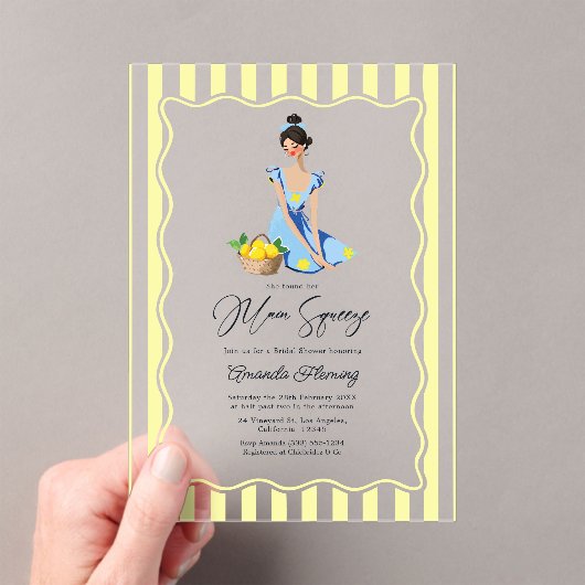 She Found Her Main Squeeze Lemon Bridal Shower アクリル招待状 (インサイチュ (ポータブル))