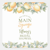 She Found Her Main Squeeze Lemon Bridal Shower スクエアシール (正面)