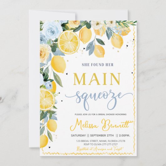 She Found Her Main Squeeze Lemon Bridal Shower  招待状 (正面)