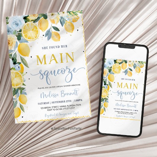 She Found Her Main Squeeze Lemon Bridal Shower  招待状