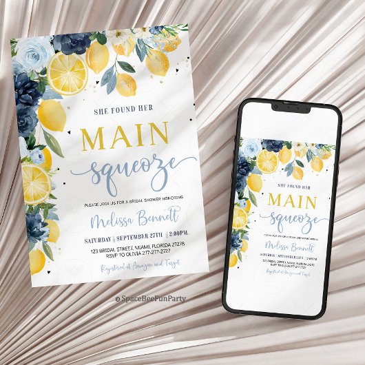 She Found Her Main Squeeze Lemon Bridal Shower 招待状