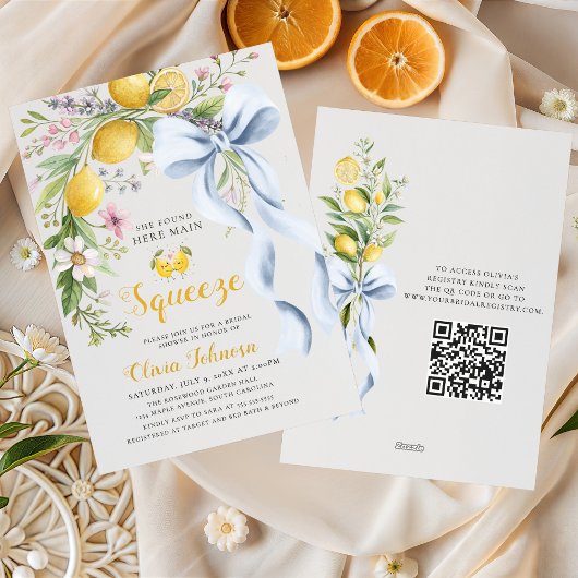 She Found Her Main Squeeze Lemon Bridal Shower 招待状