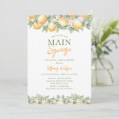 She Found Her Main Squeeze Lemon Bridal Shower 招待状 (スタンド正面)