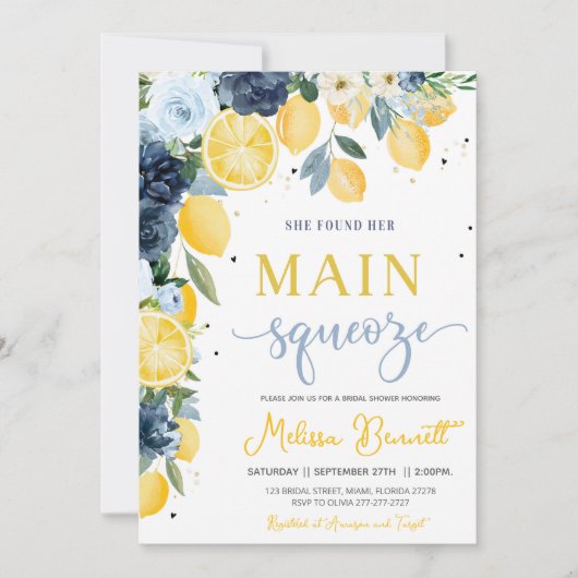She Found Her Main Squeeze Lemon Bridal Shower  招待状 (正面)