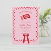 She Found Her Perfect Match Doodle Bridal Shower  招待状 (スタンド正面)