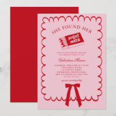 She Found Her Perfect Match Doodle Bridal Shower  招待状 (正面/裏面)