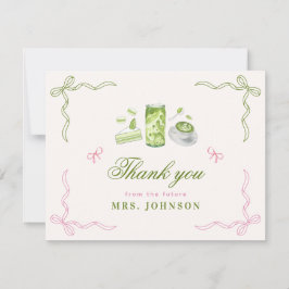 She Found Her Perfect Matcha Bow Bridal Shower  サンキューカード
