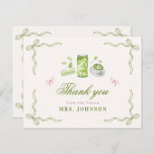 She Found Her Perfect Matcha Bow Bridal Shower  サンキューカード (正面/裏面)