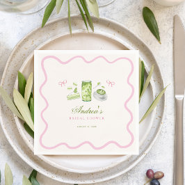She Found Her Perfect Matcha Bow Bridal Shower スタンダードカクテルナプキン