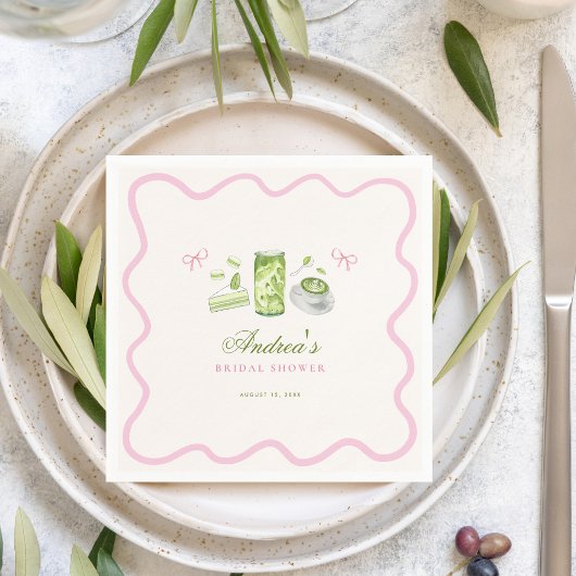 She Found Her Perfect Matcha Bow Bridal Shower スタンダードカクテルナプキン