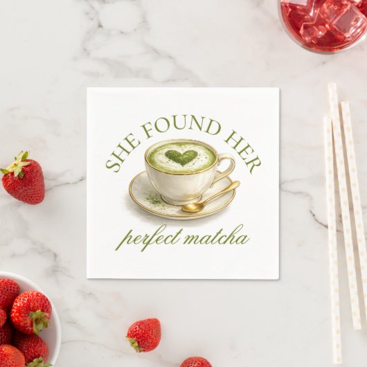 She Found Her Perfect Matcha Bridal Shower  スタンダードカクテルナプキン (インサイチュ)