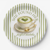 She Found Her Perfect Matcha Bridal Shower ペーパープレート (正面)