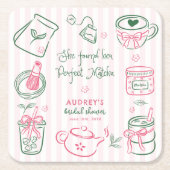 She Found Her Perfect Matcha Bridal Shower Party スクエアペーパーコースター (正面)