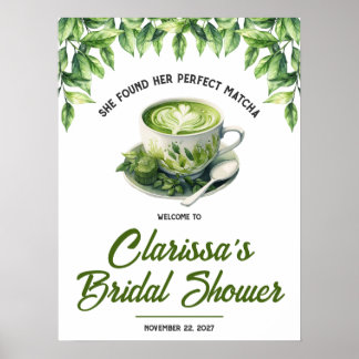 She Found her Perfect Matcha Bridal Shower Welcome ポスター
