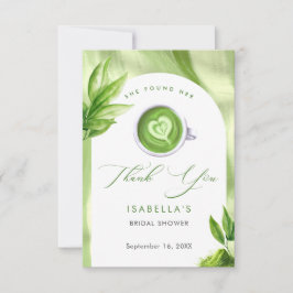 She Found Her Perfect Matcha Elegant Bridal Shower サンキューカード