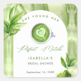 She Found Her Perfect Matcha Elegant Bridal Shower スクエアシール