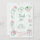 She Found Her Perfect Matcha Green Bridal Shower サンキューカード (正面)