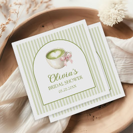 She Found Her Perfect Matcha Green Bridal Shower スタンダードカクテルナプキン