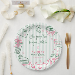 She Found Her Perfect Matcha Green Bridal Shower N ペーパープレート