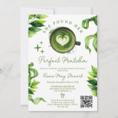 She Found Her Perfect Matcha Green Tea Qr Bridal  招待状 (正面)
