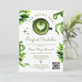 She Found Her Perfect Matcha Green Tea Qr Bridal  招待状 (スタンド正面)