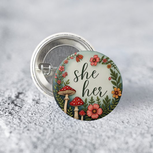 She/Her コテージコアスタイル 最小限のLGBTQ ピンズ 缶バッジ