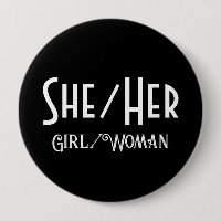 SHE/HER GIRL/WOMAN ROUND Blackボタン